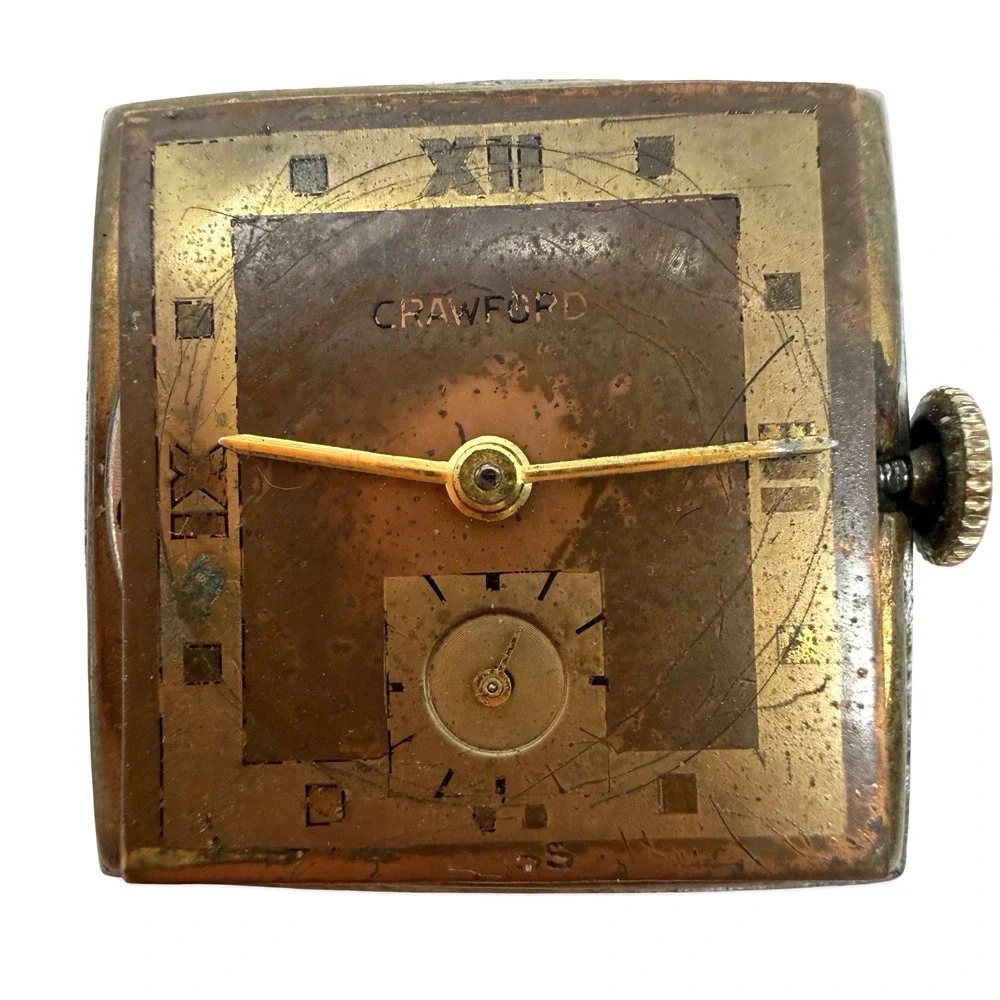 Vintage Crawford Art Deco Wrist Watch Case No Crystal Untested Parts Repair
